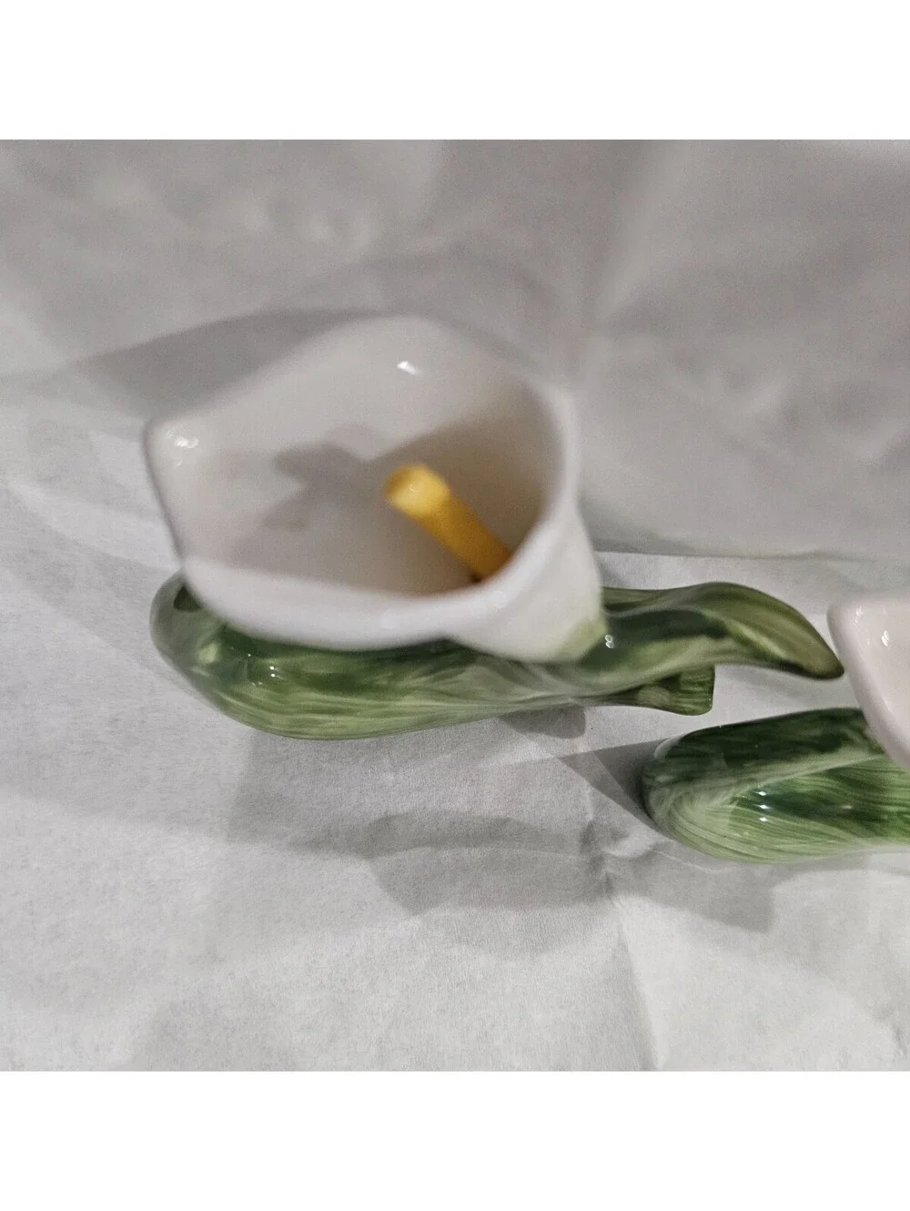 (2pc) Vintage 1986 RPA Pia Fine Bone China Hand Painted Calla Lily Napkin Ring